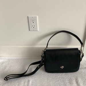 Chic small black leather hand bag